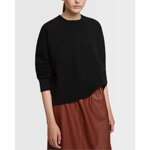 Yves Salomon Knit Jumper in Black | Sweaters | Coveti
