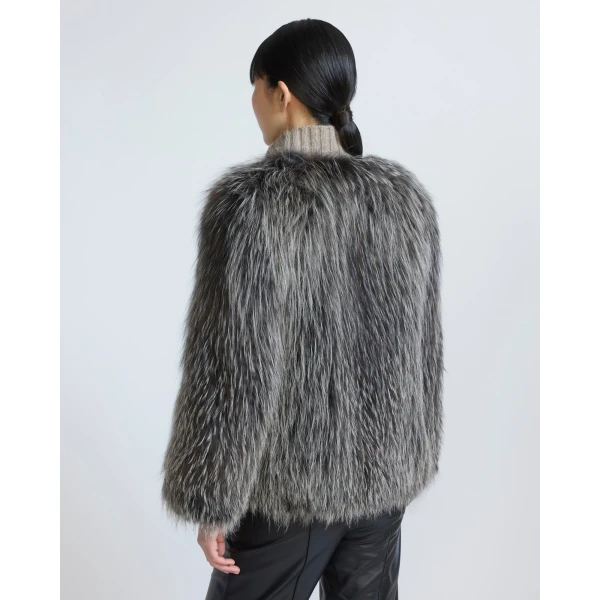 Yves Salomon Knitted Short Fox Fur Jacket in Fawn | Jackets | Coveti