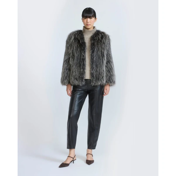 Yves Salomon Knitted Short Fox Fur Jacket in Fawn | Jackets | Coveti