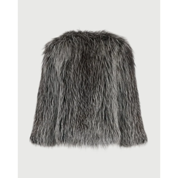 Yves Salomon Knitted Short Fox Fur Jacket in Fawn | Jackets | Coveti