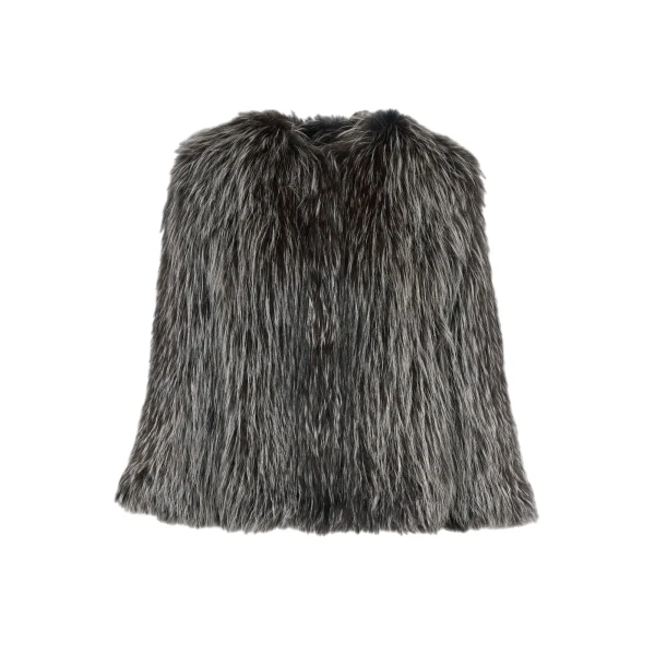 Knitted Short Fox Fur Jacket in Fawn
