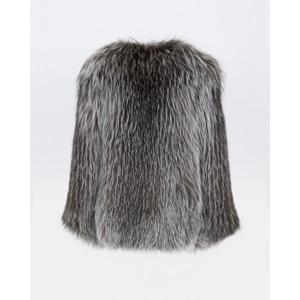 Yves Salomon Knitted Short Fox Fur Jacket in Grey | Jackets | Coveti