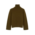 Yves Salomon Knitted Turtleneck Sweater in Khaki | Turtlenecks | Coveti