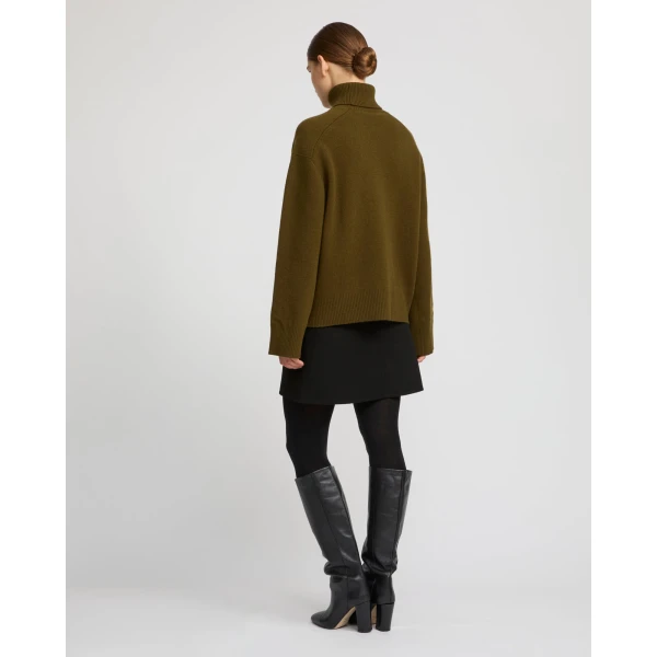 Yves Salomon Knitted Turtleneck Sweater in Khaki | Turtlenecks | Coveti