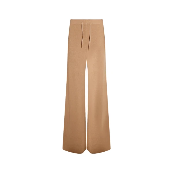 Knitted Wide Leg Trousers in Beige