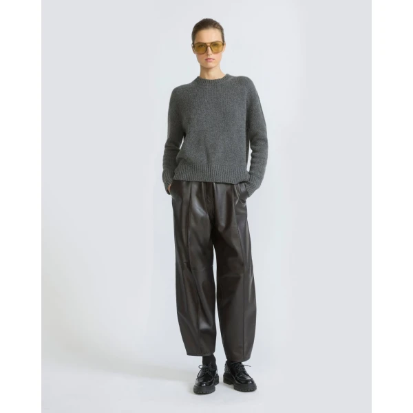 Yves Salomon Lambskin Leather Balloon Trousers in Brown | Pants | Coveti