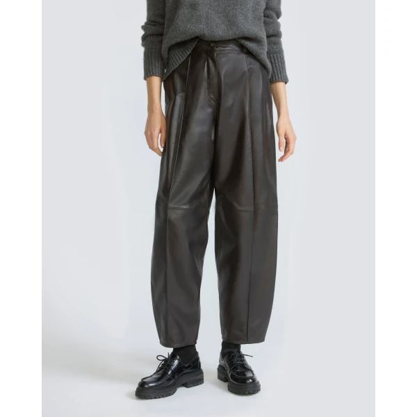 Yves Salomon Lambskin Leather Balloon Trousers in Brown | Pants | Coveti