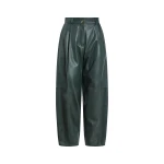 Yves Salomon Lambskin Leather Balloon Trousers in Dark Green | Pants | Coveti