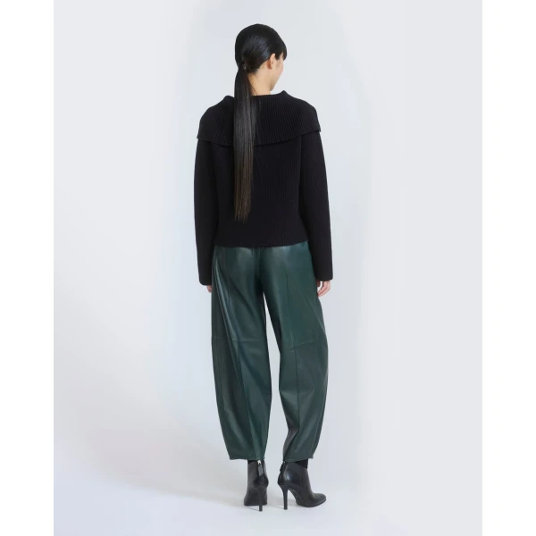Yves Salomon Lambskin Leather Balloon Trousers in Dark Green | Pants | Coveti