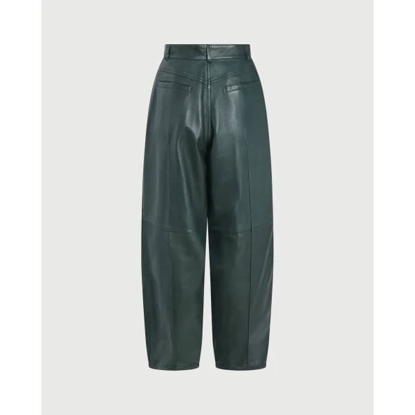 Yves Salomon Lambskin Leather Balloon Trousers in Dark Green | Pants | Coveti