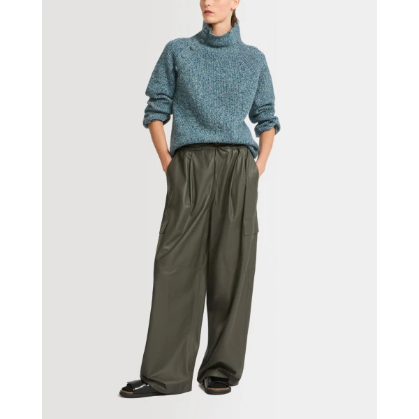Yves Salomon Lambskin Leather Cargo Trousers in Carbon | Pants | Coveti