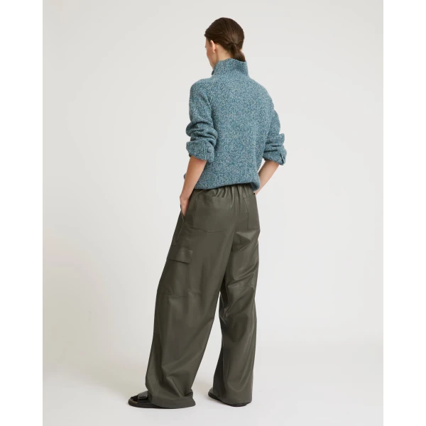 Yves Salomon Lambskin Leather Cargo Trousers in Carbon | Pants | Coveti