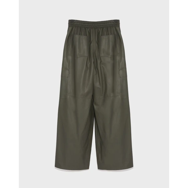 Yves Salomon Lambskin Leather Cargo Trousers in Carbon | Pants | Coveti