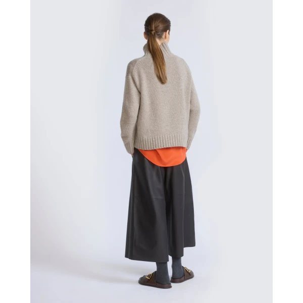 Yves Salomon Lambskin Leather Culottes in Brown | Pants | Coveti