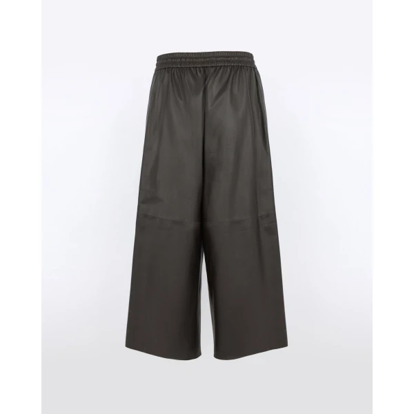 Yves Salomon Lambskin Leather Culottes in Brown | Pants | Coveti