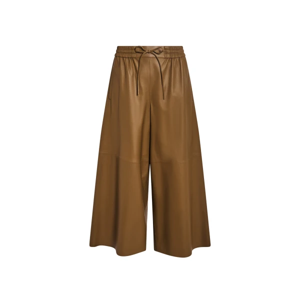 Lambskin Leather Culottes in Brown