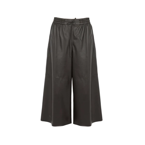Yves Salomon Lambskin Leather Culottes in Brown | Women | Coveti