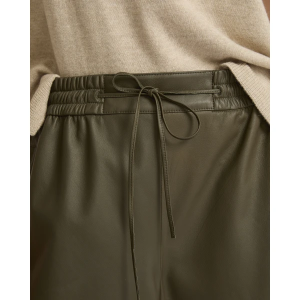 Yves Salomon Lambskin Leather Culottes in Gondwana Olive | Pants | Coveti