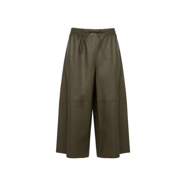 Yves Salomon Lambskin Leather Culottes in Gondwana Olive | Women | Coveti
