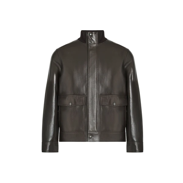 Yves Salomon Lambskin Leather Jacket with Merino Knit Collar in Brown | Men Jackets | Coveti