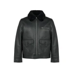 Yves Salomon Lambskin Leather Jacket with Removable Pressed Merino Collar in Black | Men Jackets | Coveti