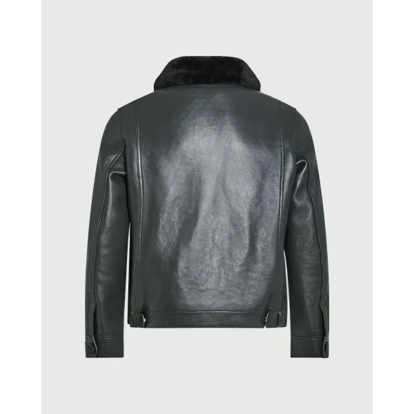 Yves Salomon Lambskin Leather Jacket with Removable Pressed Merino Collar in Grey | Men's Jackets | Coveti