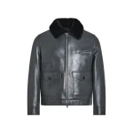 Yves Salomon Lambskin Leather Jacket with Removable Pressed Merino Collar in Grey | Men Jackets | Coveti