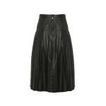 Yves Salomon Lambskin Leather Pleated Skirt in Black | Leather Skirts | Coveti