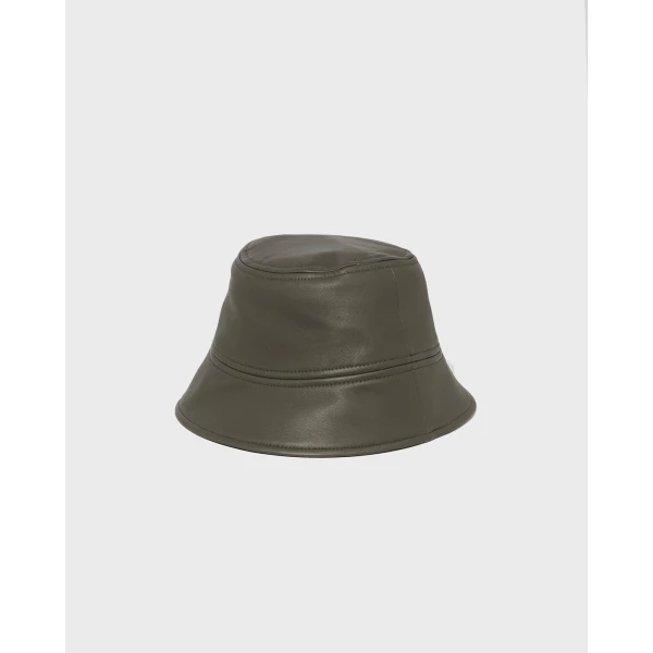 Yves Salomon Leather Bucket Hat in Carbon | Hats | Coveti