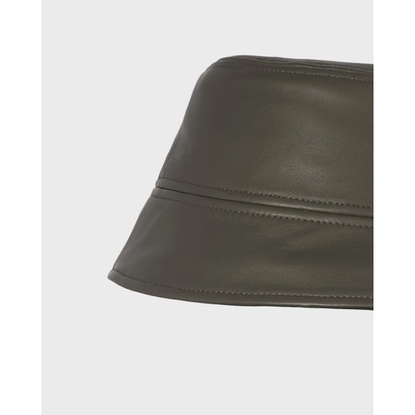 Yves Salomon Leather Bucket Hat in Carbon | Hats | Coveti