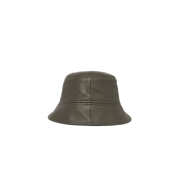 Yves Salomon Leather Bucket Hat in Carbon | Hats | Coveti