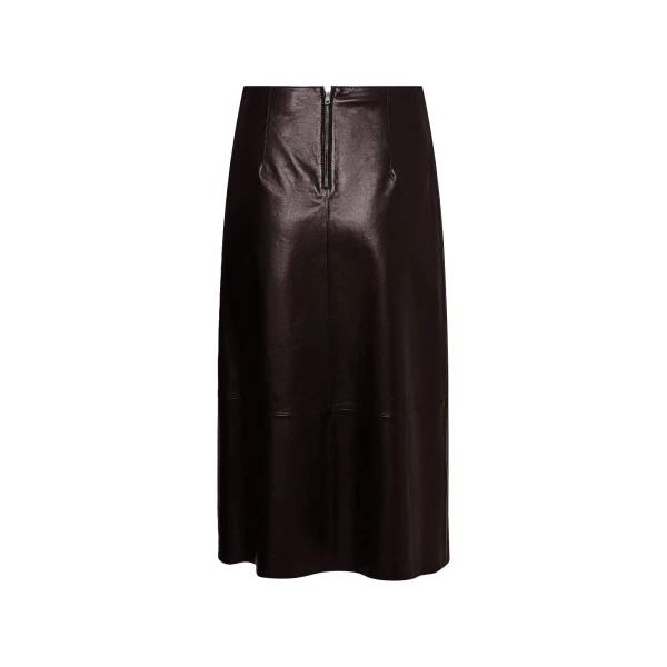 Leather Fringe Wrap Skirt in Black