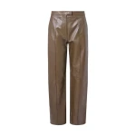 Yves Salomon Leather Tailored Trousers in Green | Women | Coveti