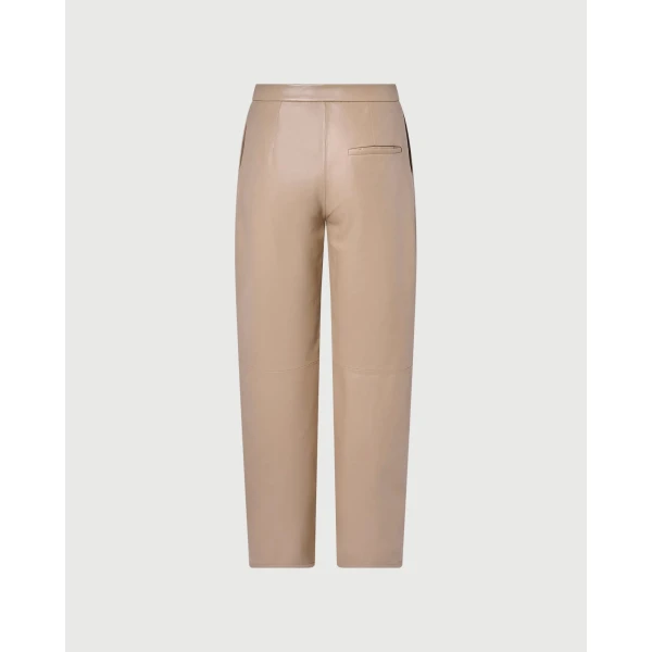 Yves Salomon Leather Tailored Trousers in Grey | Tailored pants | Coveti