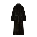 Yves Salomon Long Belted Mink Coat with Shawl Collar in Green | Mink Coats | Coveti