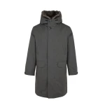 Yves Salomon Long Cotton-Blend Parka with Fox and Rabbit Fur Lining in Grey Green | Men Clothing | Coveti