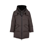 Yves Salomon Long Down Jacket with Removable Merino Shearling Bib in Dark Brown | Men Clothing | Coveti