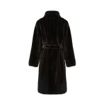Yves Salomon Long-Haired Mink Fur Coat with High Collar in Black | Mink Coats | Coveti