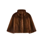 Yves Salomon Long-Haired Mink Fur Jacket in Brown | Mink Jacket | Coveti