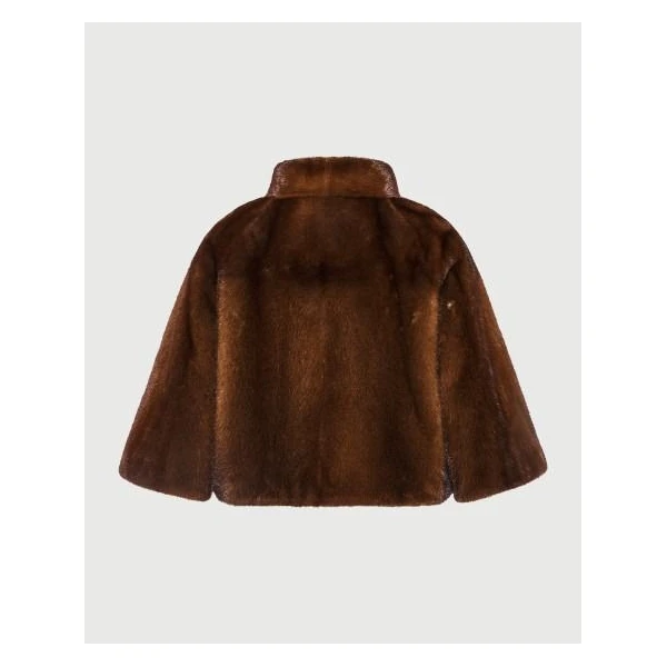 Yves Salomon Long-Haired Mink Fur Jacket in Brown | Mink Jacket | Coveti