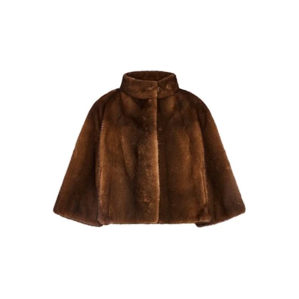 Long-Haired Mink Fur Jacket in Brown