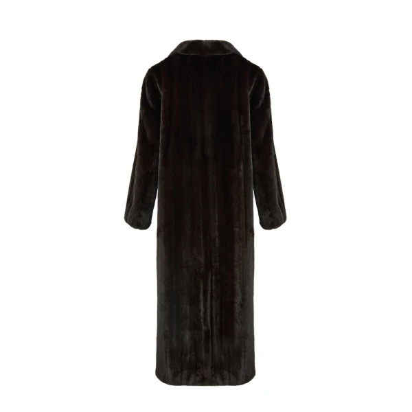 Long-Haired Mink Long Coat in Black