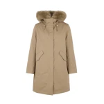 Yves Salomon Long Iconic Parka with Fox and Rabbit Fur in Beige | Women | Coveti