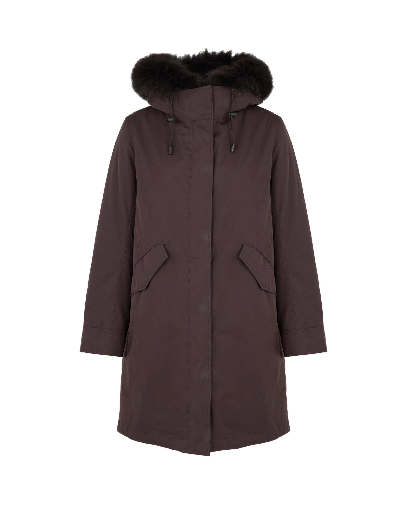 Yves Salomon Long Iconic Parka with Fox and Rabbit Fur in Brown Yves Salomon Long Iconic Parka with Fox and Rabbit Fur in Brown | Women | Coveti