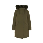 Yves Salomon Long Iconic Parka with Fox and Rabbit Fur in Dark Khaki | Coats | Coveti