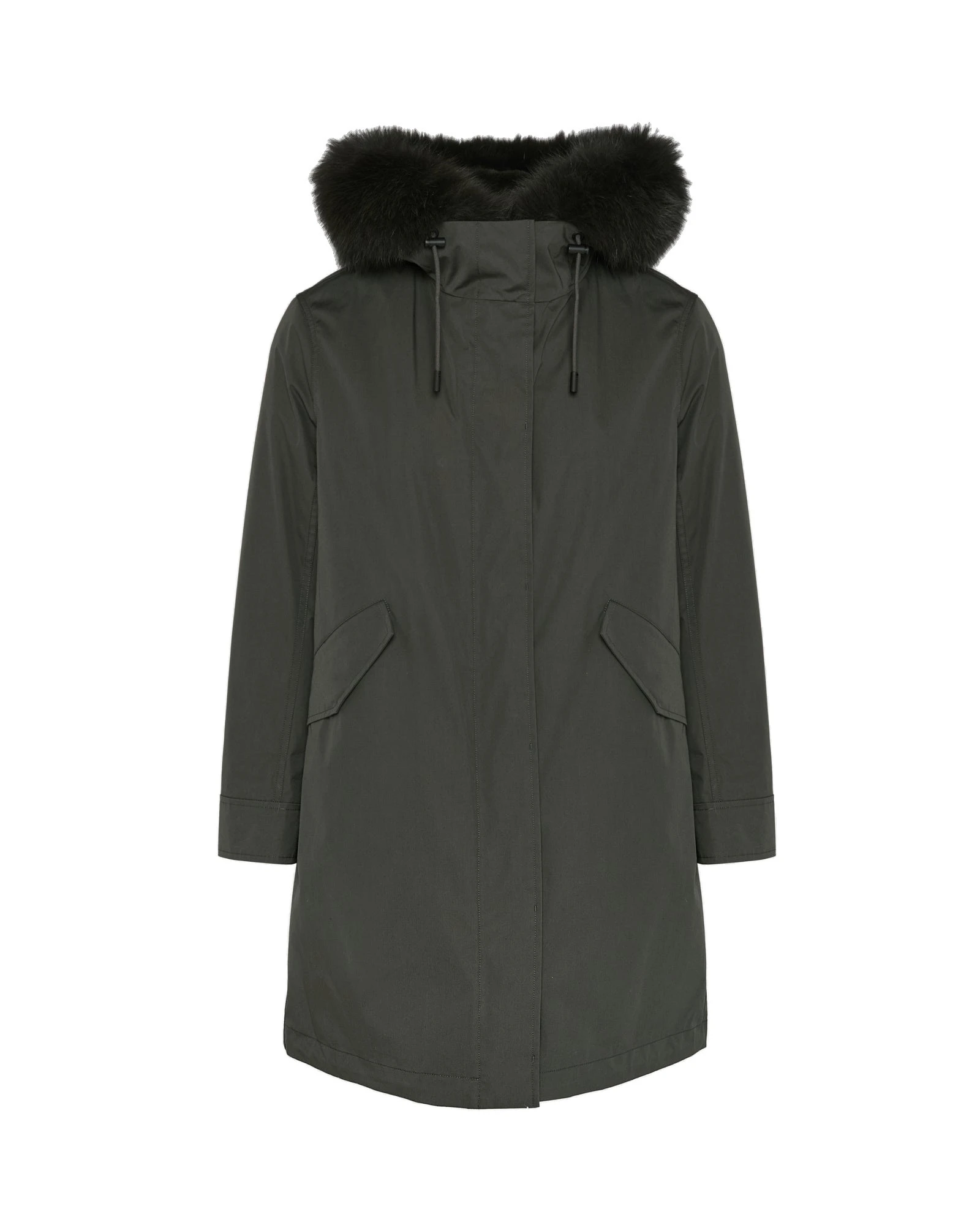 Yves Salomon Long Iconic Parka with Fox and Rabbit Fur in Grey Yves Salomon Long Iconic Parka with Fox and Rabbit Fur in Grey | Women | Coveti