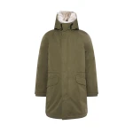 Yves Salomon Long Iconic Technical Cotton Parka with Coyote and Rabbit Fur in Dark Khaki | Men Clothing | Coveti