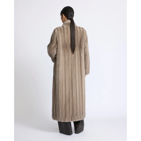 Yves Salomon Long Mink Fur Coat with Long Hair in Grey | Mink Coats | Coveti
