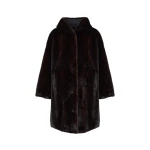 Yves Salomon Long Reversible Hooded Down Jacket in Technical Fabric and Mink in Black | Jackets | Coveti