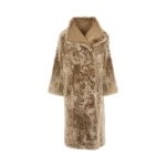Yves Salomon Long Reversible Toscana Lambskin Shearling Coat in Camel | Shearling Coat | Coveti